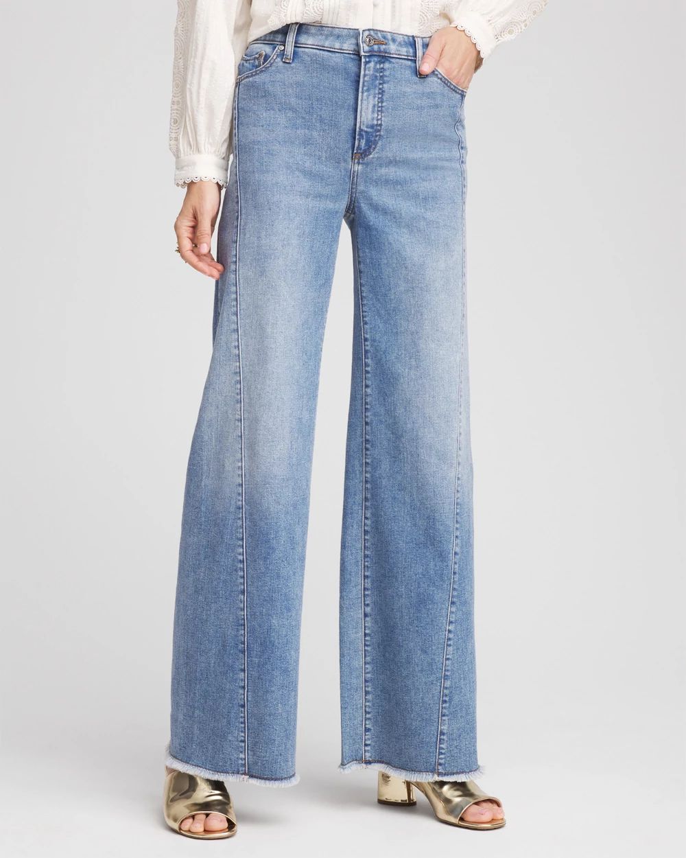 【楽ギフ_包装】 High-Rise Chico's | Jeans Frayed Wide-Leg ブーツ